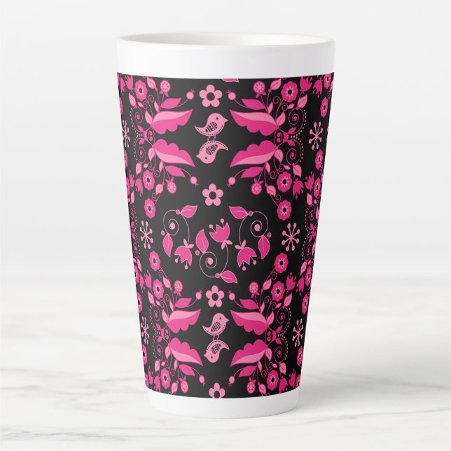 Tasse Latte Modèle floral rose moderne scandinave (Devant)