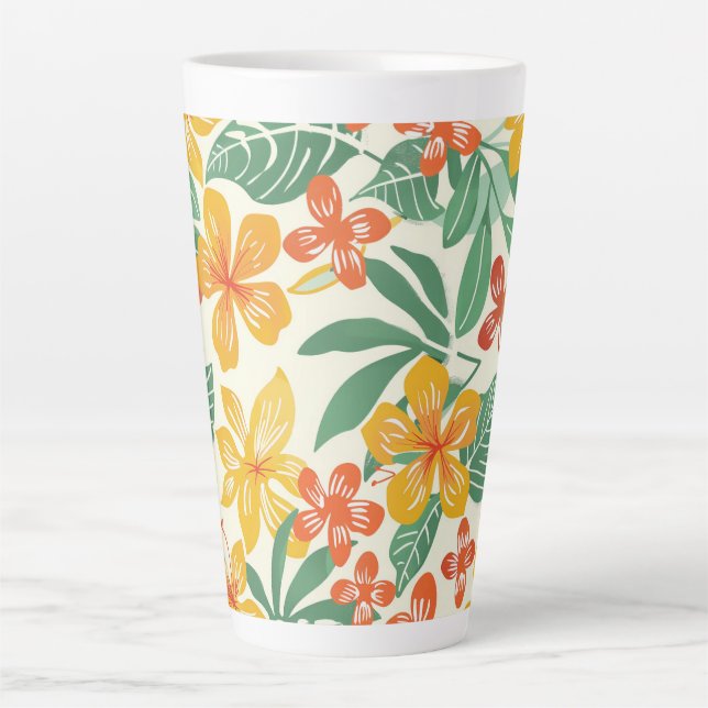 Tasse Latte Modèle floral tropical vibre (Devant)