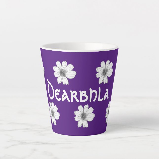 Tasse Latte Modèle floral violet (Devant)