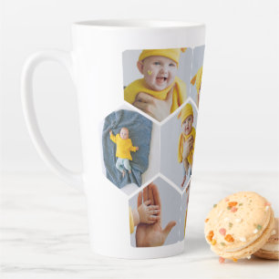 Tasse Latte Modèle hexagonal personnalisé de 10 photographies