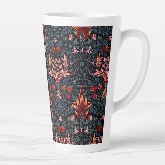 Tasse Latte Modèle Serpent Tête de William Morris Foncé (Droite)