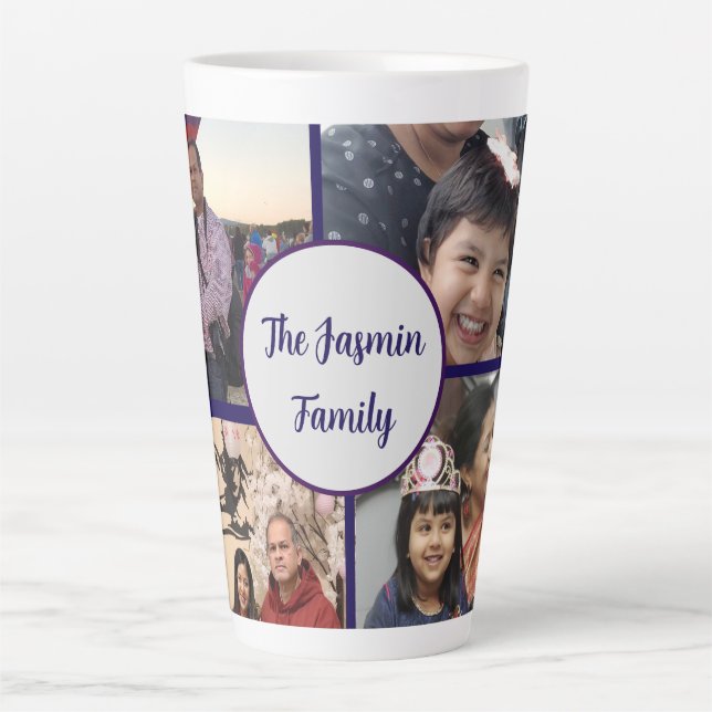 Tasse Latte Modern elegant multi photo family stylish  (Devant)