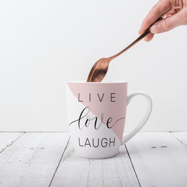 Tasse Latte Modern Love Laugh Motivation positive (Créateur téléchargé)