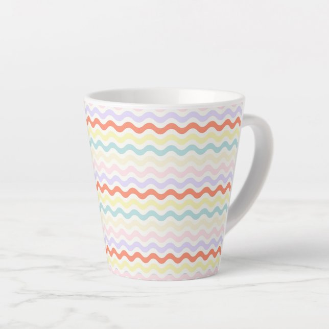 Tasse Latte Modern Minimalist Scalloped Pastel Waves Linear (Angle droit)