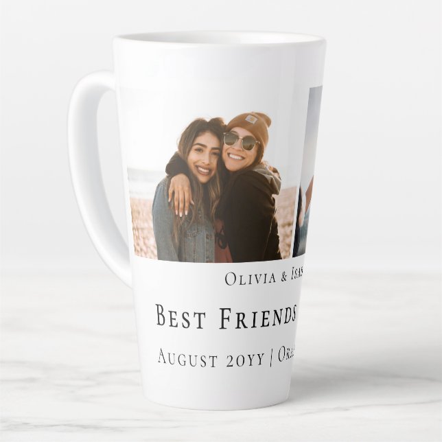 Tasse Latte Modern Personalized Best Friends Forever 2 Photo (Angle gauche)