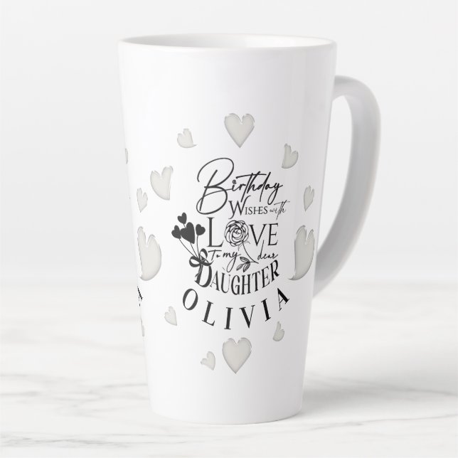 Tasse Latte Modern Simple Daughter Birthday Design (Angle droit)