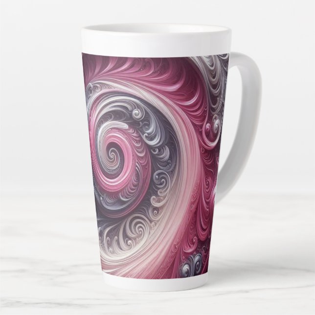 Tasse Latte Moderne Abstrait simple torse rose et violet (Angle droit)