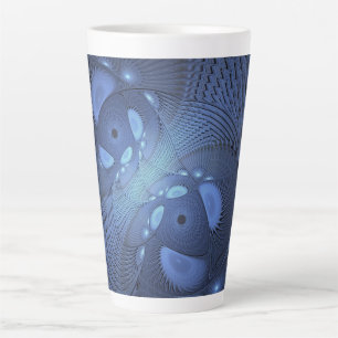 Tasse Latte Moderne Abstrait tendance Dusk Blue Fractal Art
