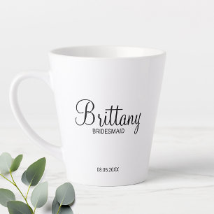 Tasse Latte Moderne Black et Blanc Personnalisé Bridesmaitres 