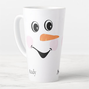 Tasse Latte Moderne Cute Custom Smiling visage Snowman