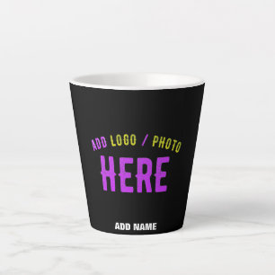 TASSE LATTE MODERNE ET MODERNE PERSONNALISABLE NOIR VÉRIFIÉ
