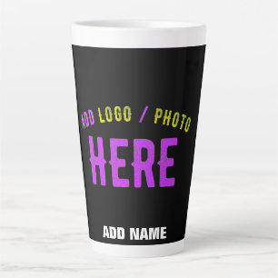 TASSE LATTE MODERNE ET MODERNE PERSONNALISABLE NOIR VÉRIFIÉ