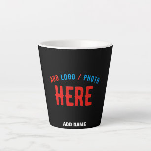 TASSE LATTE MODERNE ET MODERNE PERSONNALISABLE NOIR VÉRIFIÉ