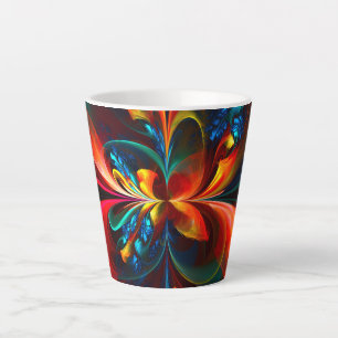 Tasse Latte Moderne Floral Abstrait Art Orange Bleu Motif #14
