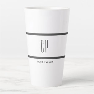 Tasse Latte Moderne Monogramme Professionnel Plain Simple Mini