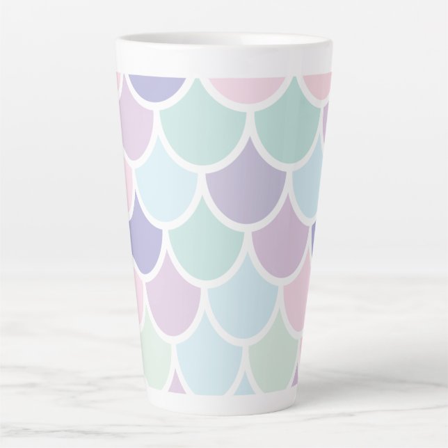 Tasse Latte Moderne Pastel Jolie Sirène Motif Nom (Devant)