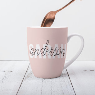 Tasse Latte Moderne Pastel Rose Beauté Personnalisée Vous Nom