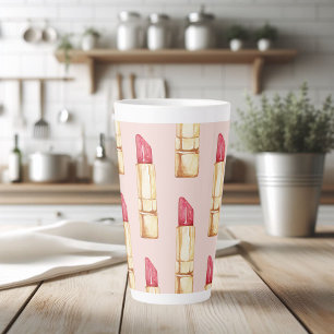 Tasse Latte Moderne Pastel rose & rouge Motif à lèvres