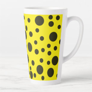 Tasse Latte Moderne Simple Noir pois motif jaune point