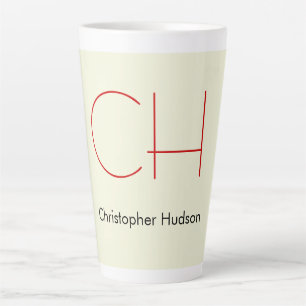 Tasse Latte Moderne tendance Monogramme Rouge Beige