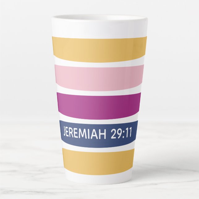 Tasse Latte Moderne Trending Striped Christian JEREMIAH 29:11 (Devant)
