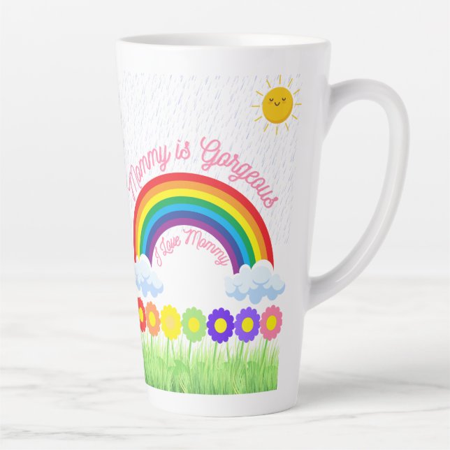Tasse Latte Mommy is Gorgeous Rainbow - mignon cadeau de fête  (Droite)