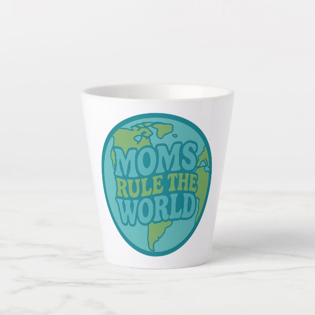 Tasse Latte Moms Rule the World Groovy Globe (Devant)