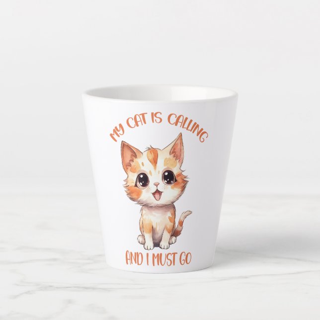 Tasse Latte Mon Chat Appelle Un Chat Orange Cute (Devant)