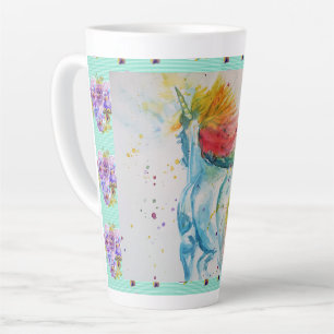 Tasse Latte Mon Cheval Arc-en-ciel Unicorn Aquarelle Latug