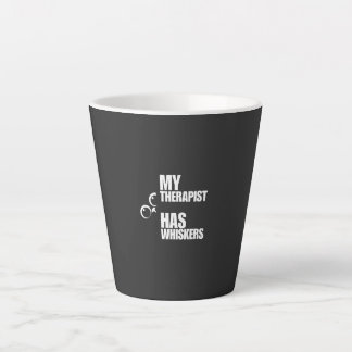 Tasse Latte Mon Thérapeute a des Moustaches Humour Félin