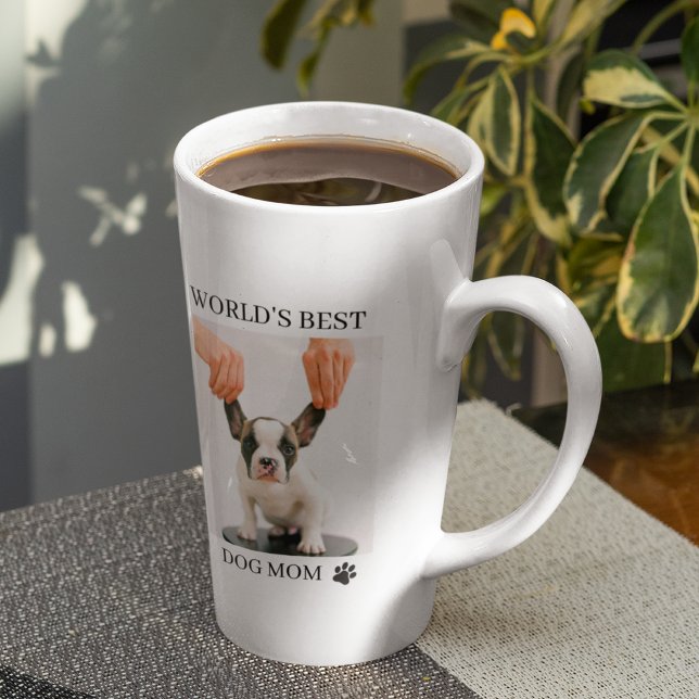 Tasse Latte Monde Meilleur chien maman | Photo de chien de col (Créateur téléchargé)