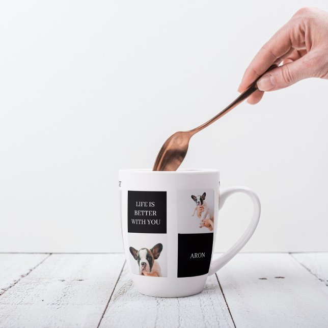 Tasse Latte Monde Meilleur chien maman | Photo de chien de col (Créateur téléchargé)