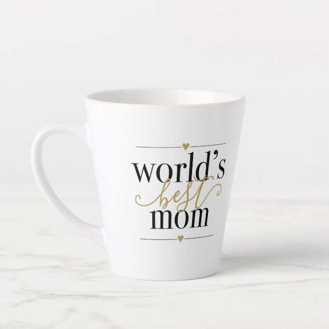 Tasse Latte Mondes Meilleur Maman Moderne Élégant Noir Et Or (Gauche)
