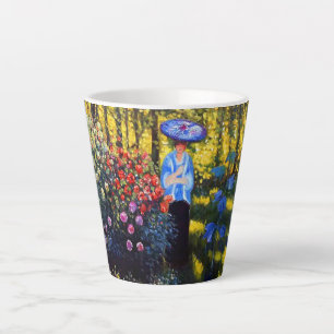 Tasse Latte Monet Woman avec un parasol dans le jardin