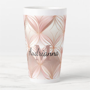 Tasse Latte Monogramme Abstrait rose rose rose rose fusée