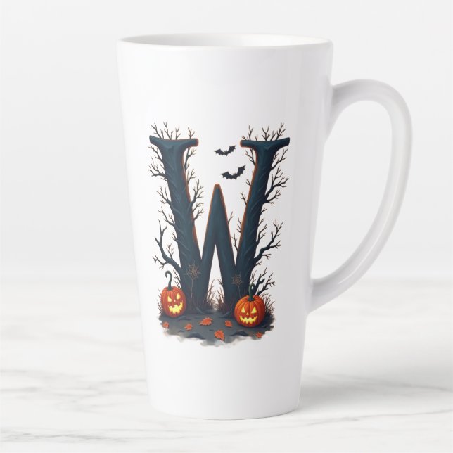 Tasse Latte Monogramme au Clair de Lune  W (Droite)