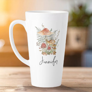 Tasse Latte Monogramme aux feuilles de fougère et champignon v