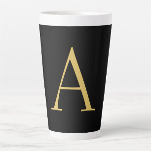 Tasse Latte Monogramme couleur or noir professionnel