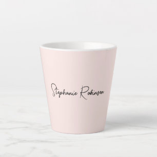 Tasse Latte Monogramme de fond minimaliste Nom Typographie Scr