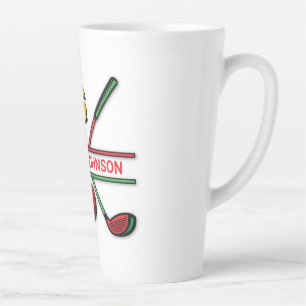 Tasse Latte Monogramme de golf Metallic Green et Argent