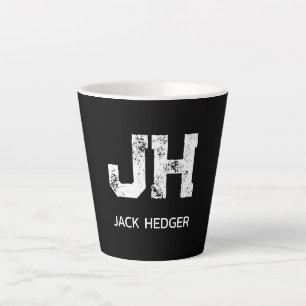 TASSE LATTE MONOGRAMME DE NOM À DEUX LETTRES BLANC MINIMALISTE
