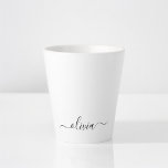 Tasse Latte Monogramme de nom de fille de script moderne noir<br><div class="desc">Tasse à café ou mug à monogramme simple en noir et blanc. C'est le cadeau idéal pour un anniversaire des 16 ans,  un mariage,  une fête de fiançailles,  une baby shower ou une soirée d'enterrement de vie de jeune fille pour quelqu'un qui aime le luxe et les styles chics.</div>