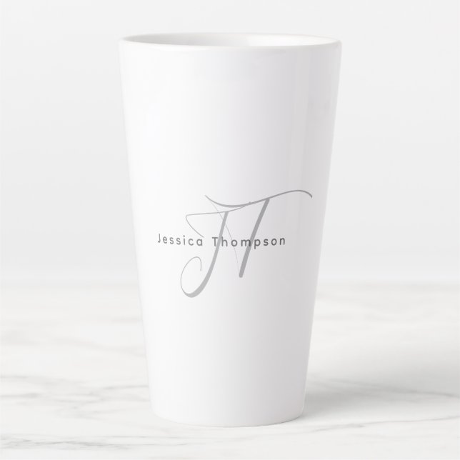 Tasse Latte Monogramme de nom professionnel élégant moderne (Devant)