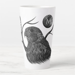 Tasse Latte Monogramme de Pleine lune de faucon