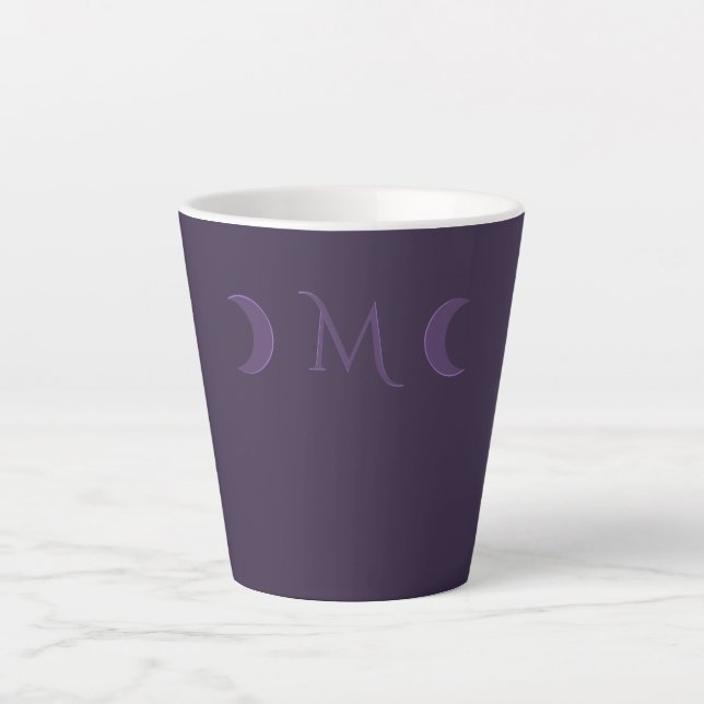 Tasse Latte Monogramme des lunes de croissant de violet poussi (Devant)