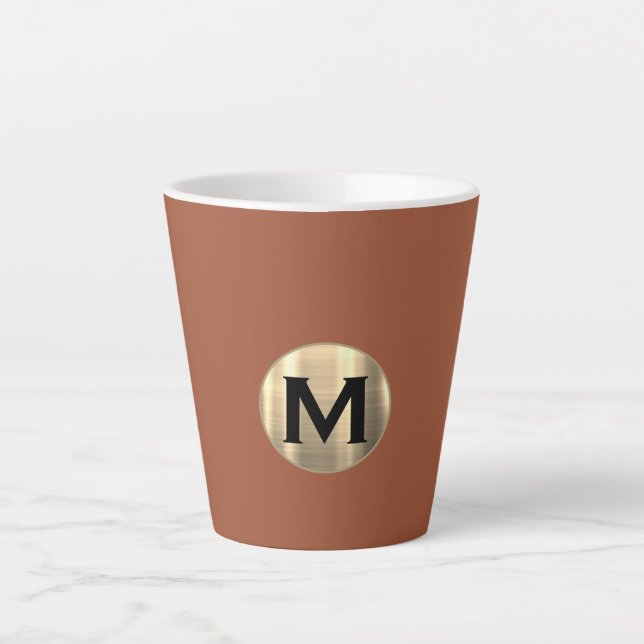 Tasse Latte Monogramme d'or métallique en terre cuite (Devant)