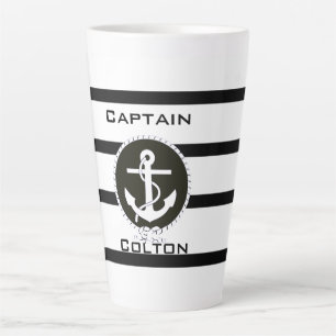 Tasse Latte Monogramme en latte de la Ancre marine