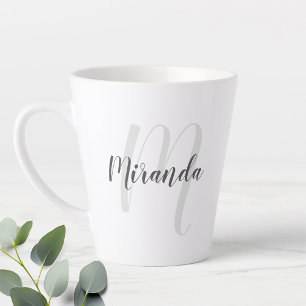Tasse Latte Monogramme et nom de script moderne personnalisé