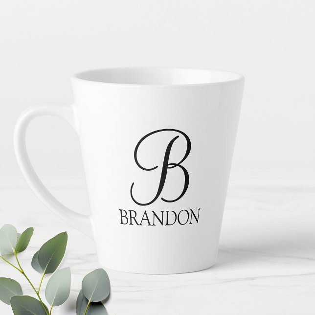Tasse Latte Monogramme et nom de script personnalisé classique (Créateur téléchargé)