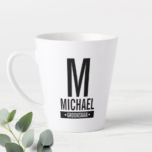 Tasse Latte Monogramme et nom du Groomsman personnalisé